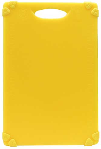 Tablecraft Polypropylene Yellow Grippy Cutting Board With Tpe Grips, 12 X 18 X 0.5 Inch