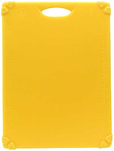 Tablecraft Grippy Polypropylene Yellow Color Coded Cutting Board With Tpe Grips, 20 X 15 X 0.625 Inch