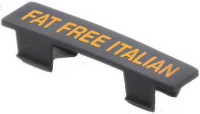 Tablecraft Black With Orange Print Fat Free Italian Tag For Nsf Saferfood Solutions Option Dispenser, 0.5625 X 0.4375 X 2.5 Inch