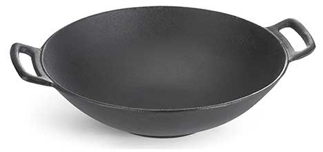 Tablecraft Cast Iron Cookware Round Wok With Handles, 17.5 X 14.5 X 4.5 Inch