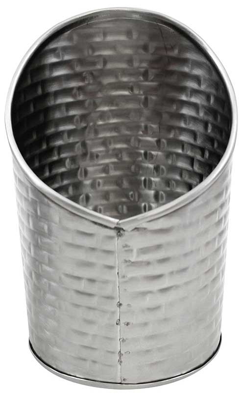 Tablecraft Brickhouse Collection Stainless Steel With Embossed Brick Pattern Slanted Round Fry Cup, 9.5 Ounce Capacity