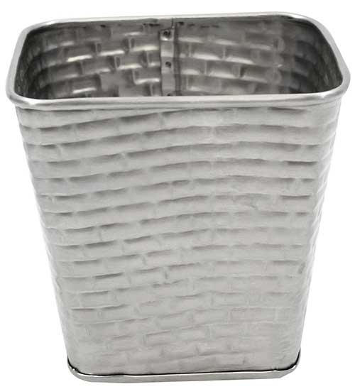 Tablecraft Brickhouse Collection Stainless Steel With Embossed Brick Pattern Tapered Square Fry Cup, 20 Ounce Capacity