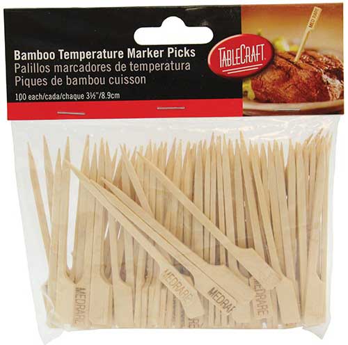 Tablecraft 3.5 Inch Medium Rare Bamboo Steak Pick, 100 Count -- 12 Per Case