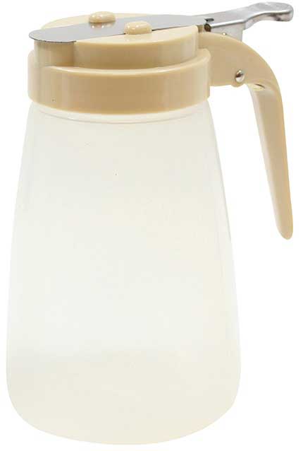 Tablecraft Modern Collection Polypropylene Syrup Dispenser With Almond Abs Top, 10 Ounce Capacity -- 12 Per Case