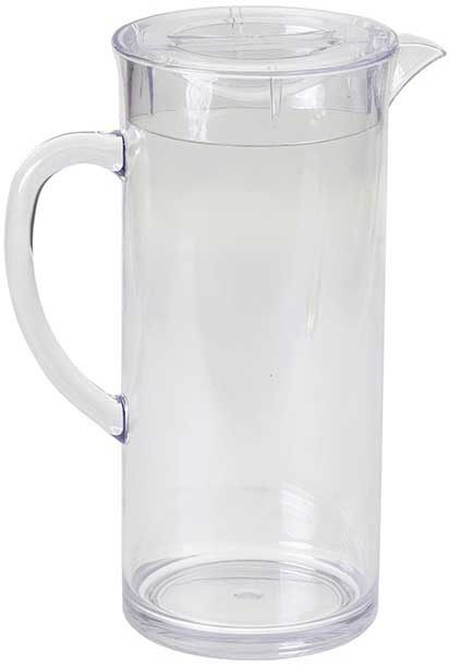 Tablecraft Clear San Plastic Pitcher With Lid, 0.5 Gallon Capacity