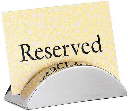 Tablecraft Stainless Steel Rectangular Sloped Card Holder, 2 X 1.25 Inch