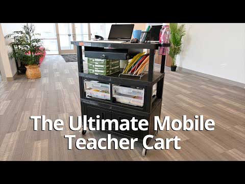 Luxor Black 32 x 18 Deluxe Teacher Cart with Locking Cabinet Luxor Black 32 x 18 Deluxe Teacher Cart with Locking Cabinet