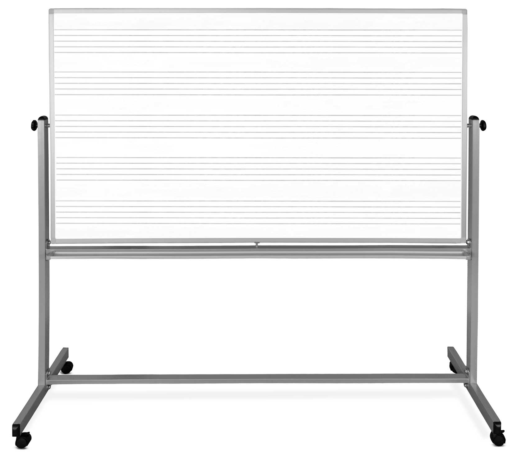 Luxor White Dry Erase Reversible Magnetic Mobile Combination Music Staff Board, 74.5 X 23 X 72 Inch