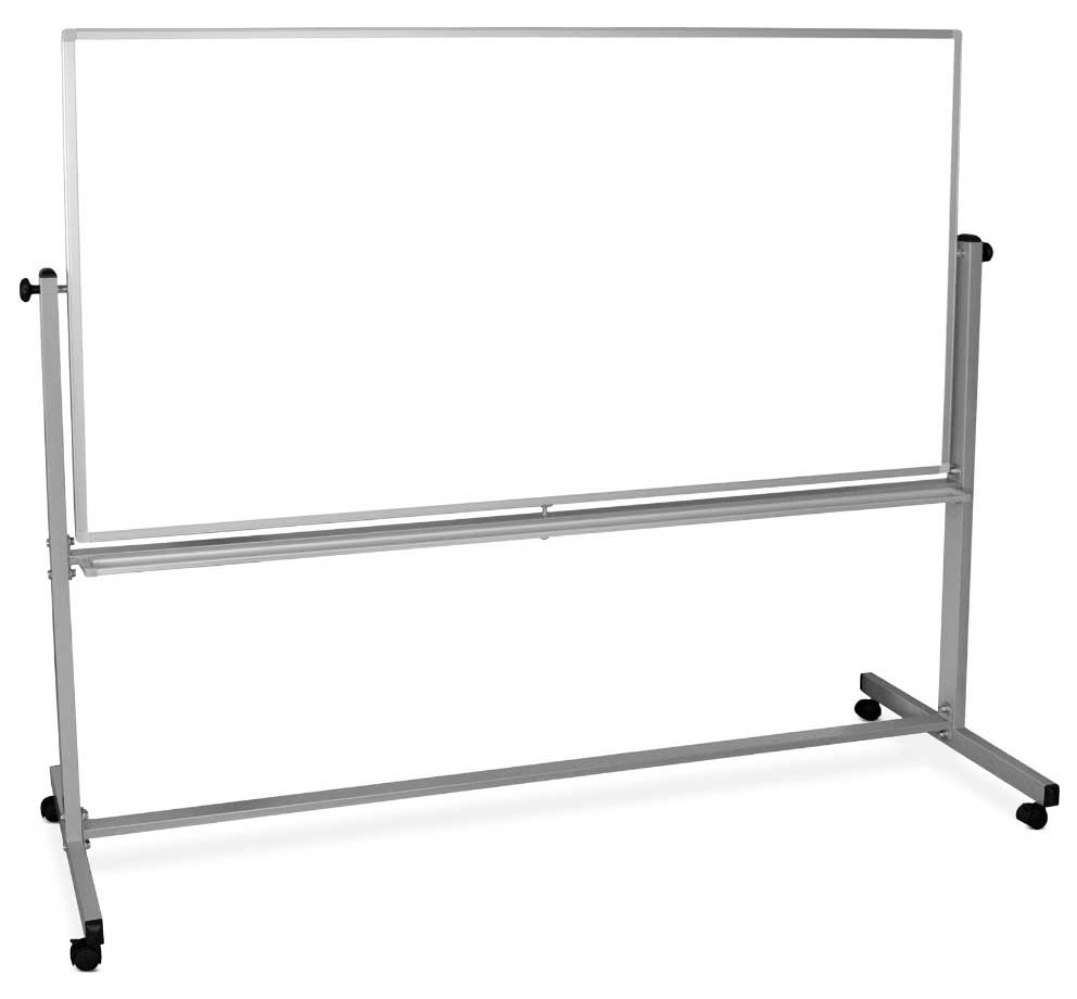 Luxor White Double-sided Dry Erase Magnetic Mobile Board, 74.5 X 23 X 72 Inch