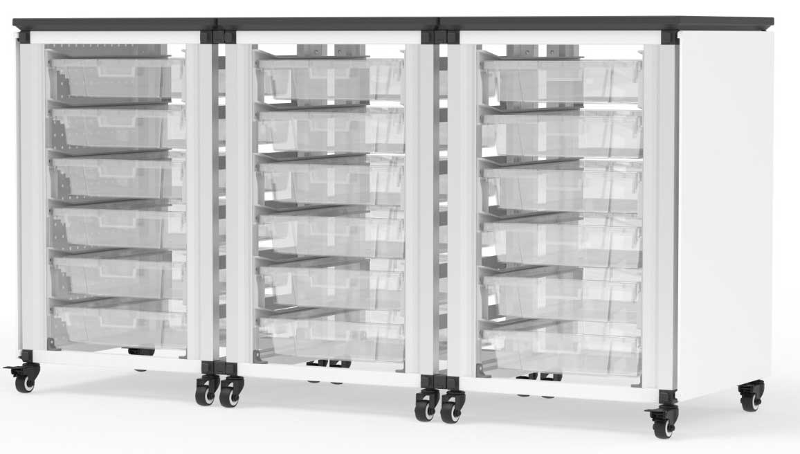 Luxor Modular Classroom Storage Cabinet with 3 Side-by-Side Modules and ...