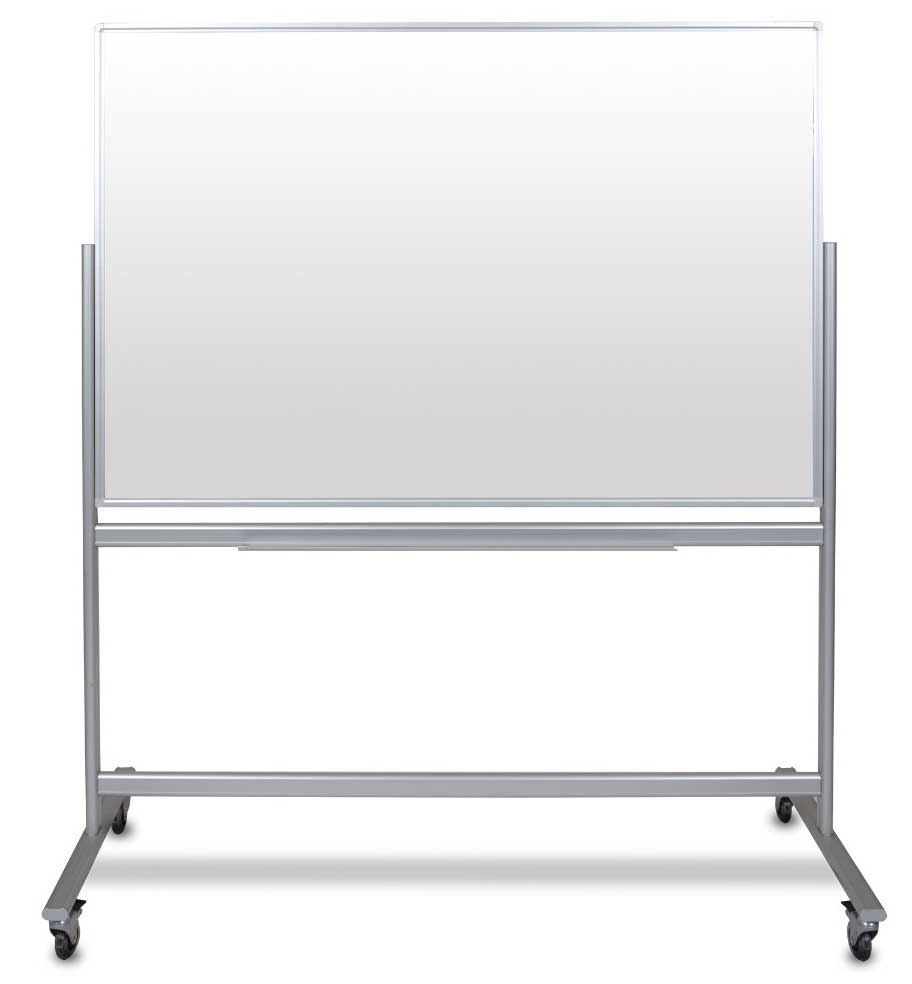 Luxor Double-sided Dry Erase Magnetic Mobile Glass Board, 63 X 24 X 72 Inch