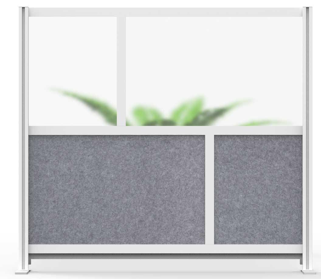 Luxor Expanse Modular Room Divider With Gray Frame Narrow Panels, 53 X 48 Inch Starter Wall