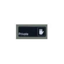 Private Program Sign Winco Black Private Information Sign with Symbol, 3 x 9 inch.